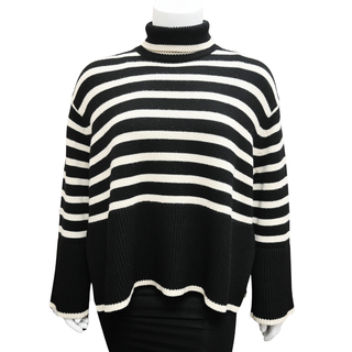 TOTEME | Signature Black Stripe Turtleneck Sweater
