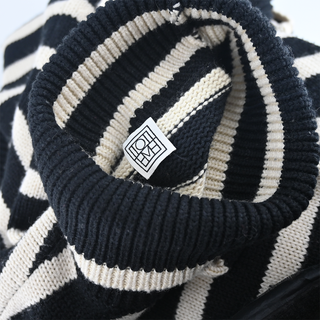 TOTEME | Signature Black Stripe Turtleneck Sweater