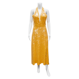 MARKARIAN | Valerie Yellow Sequin Halter Dress