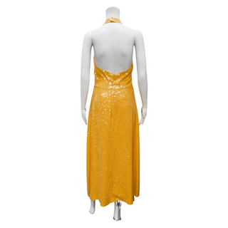 MARKARIAN | Valerie Yellow Sequin Halter Dress