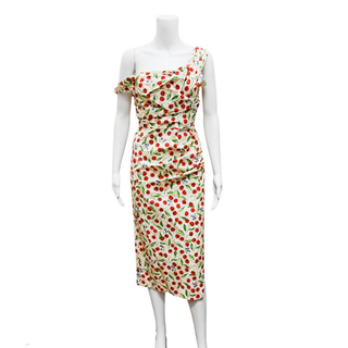 CAROLINA HERRERA | Cherry Print Ruched Bodice Dress