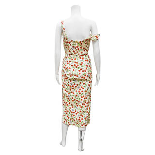 CAROLINA HERRERA | Cherry Print Ruched Bodice Dress