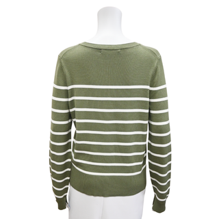VERONICA BEARD | Green Dianora Striped Knit Henley Top