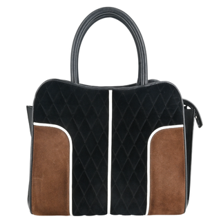 TOD'S | Sella Black Quilted Velvet & Leather Top Handle Bag