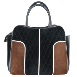 TOD'S | Sella Black Quilted Velvet & Leather Top Handle Bag