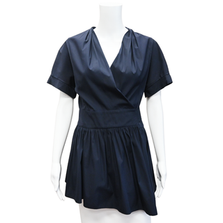 DIOR | Navy Cotton-Blend Wrap Style Blouse