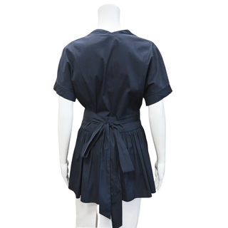 DIOR | Navy Cotton-Blend Wrap Style Blouse