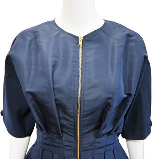 DIOR | Navy Silk Zip Short-Sleeve Jacket