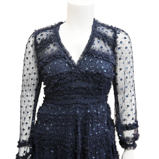 NEEDLE&THREAD | Vivian Navy Embellished Gown