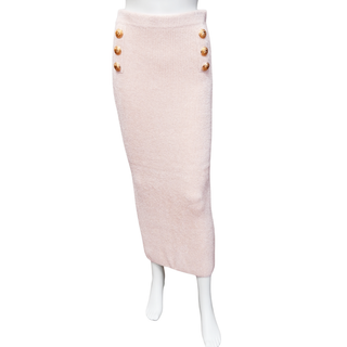 BALMAIN | Light Pink Zip Knit Skirt