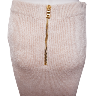 BALMAIN | Light Pink Zip Knit Skirt