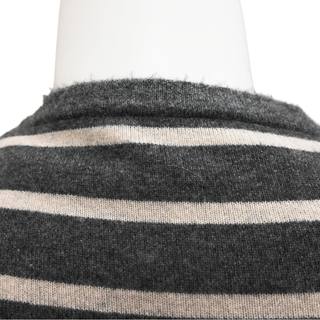 BRUNELLO CUCINELLI | Gray Striped Knit Cashmere Sweater