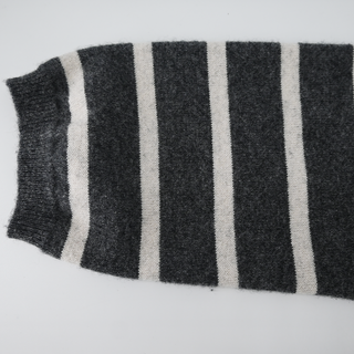 BRUNELLO CUCINELLI | Gray Striped Knit Cashmere Sweater
