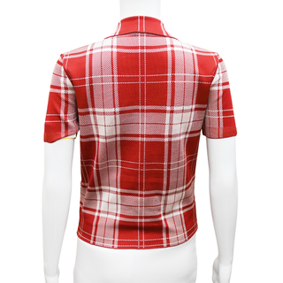 LOEWE | Red Plaid-Check Jacquard Polo Top