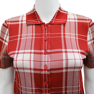 LOEWE | Red Plaid-Check Jacquard Polo Top