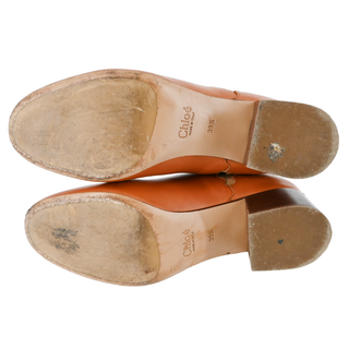 CHLOE | Tan Leather Scalloped-Trim Ankle Booties