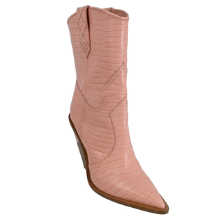 FENDI | Pink Embossed Leather Western Boots