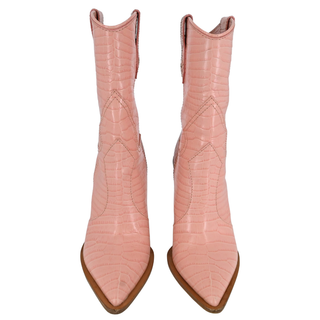FENDI | Pink Embossed Leather Western Boots