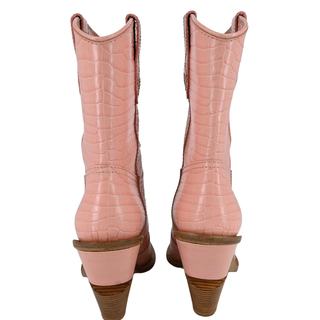 FENDI | Pink Embossed Leather Western Boots
