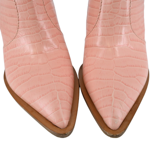 FENDI | Pink Embossed Leather Western Boots
