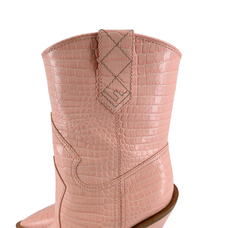 FENDI | Pink Embossed Leather Western Boots