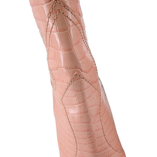 FENDI | Pink Embossed Leather Western Boots