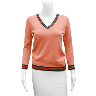GUCCI | Pink Knit Web Striped Sweater
