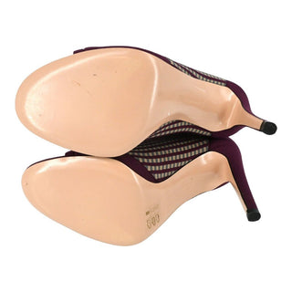 GIANVITO ROSSI | Rio Perforated Plum Ankle Bootie Heels