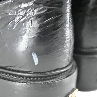 CHANEL | Crackled Leather Shearling-Trim CC Booties