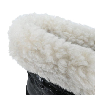 CHANEL | Crackled Leather Shearling-Trim CC Booties