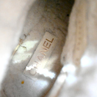 CHANEL | Crackled Leather Shearling-Trim CC Booties