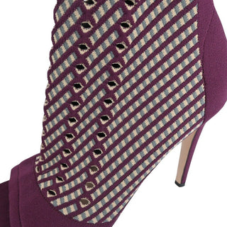 GIANVITO ROSSI | Rio Perforated Plum Ankle Bootie Heels
