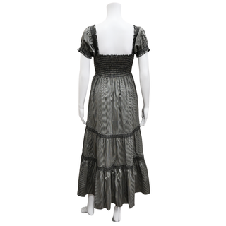 TORY BURCH | Black Spring Striped Smocked Midi Dress