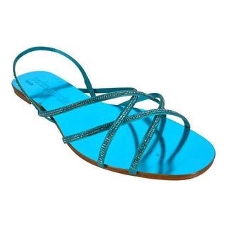 PEDRO GARCIA | Metallic Leather Rhinestone Slingback Sandals