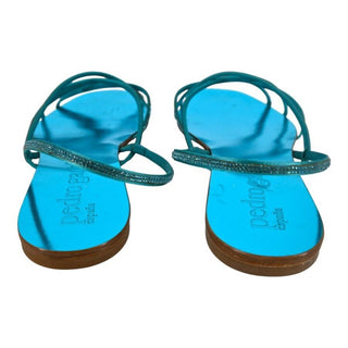 PEDRO GARCIA | Metallic Leather Rhinestone Slingback Sandals