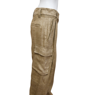 BRUNELLO CUCINELLI | Gold Shimmer Linen-Blend Pants