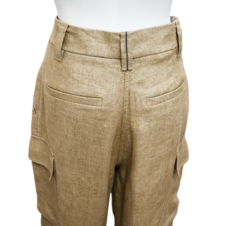 BRUNELLO CUCINELLI | Gold Shimmer Linen-Blend Pants