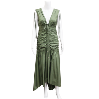 VERONICA BEARD | Army Green Perrin Ruched Maxi Dress