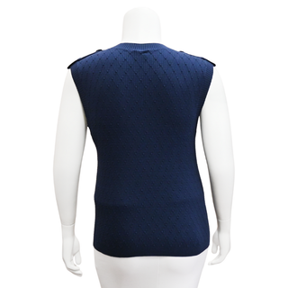 CHANEL | Navy Quilted-Stitch Sleeveless Top