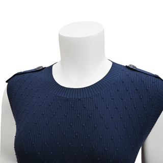 CHANEL | Navy Quilted-Stitch Sleeveless Top