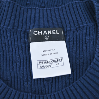 CHANEL | Navy Quilted-Stitch Sleeveless Top