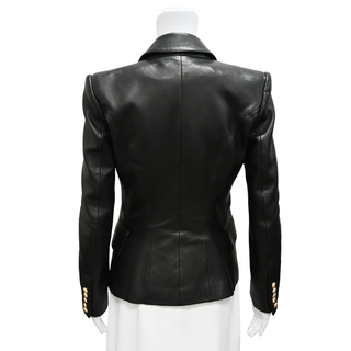 BALMAIN | Black Double-Breasted Leather Blazer