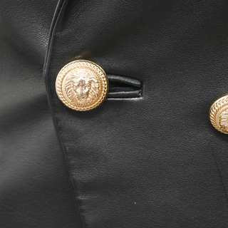 BALMAIN | Black Double-Breasted Leather Blazer