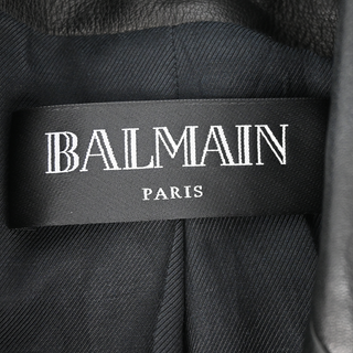 BALMAIN | Black Double-Breasted Leather Blazer