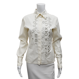 VERSACE | Embellished Ivory Button-Up Blouse