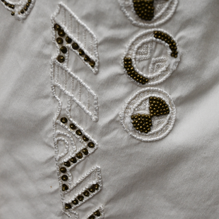 VERSACE | Embellished Ivory Button-Up Blouse