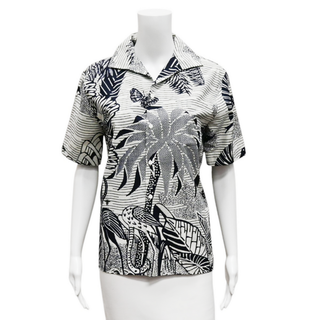 CHRISTIAN DIOR | Tropical Print Button-Down Blouse