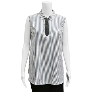 BRUNELLO CUCINELLI | Striped Monili Sleeveless Blouse