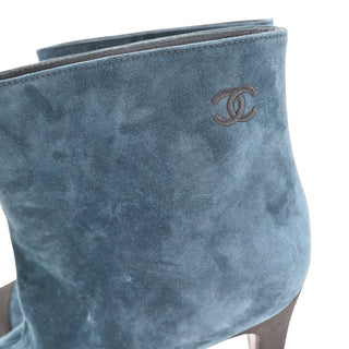 CHANEL | Teal Suede Ankle Booties