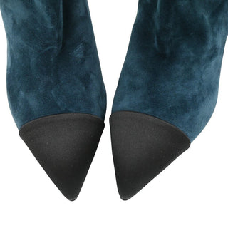 CHANEL | Teal Suede Ankle Booties